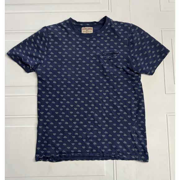 Hudson & Barrow Other - Hudson & Barrow Shirt Mens Large Slim Blue Geometric Allover Print Triangles
